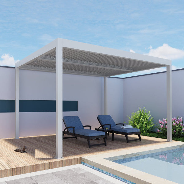 Pergola bioclimatique Atena effet bois 3 x 4 x H 2,5 m