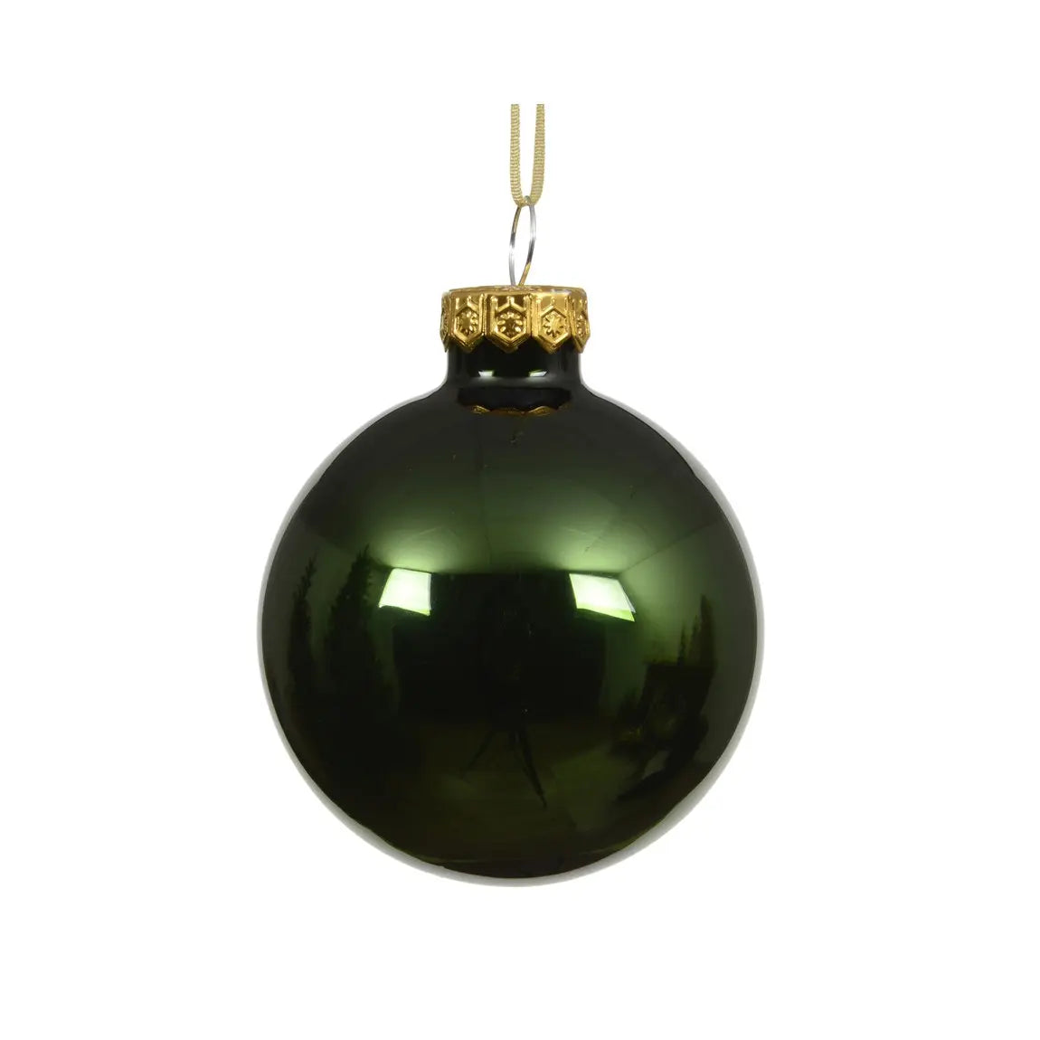 Sfera natalizia in vetro verde pino lucido Ø6 cm