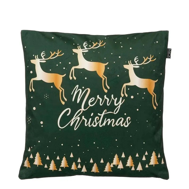 Cuscino natalizio verde con renne e scritta Merry Xmas 45 × 45 × 16 cm