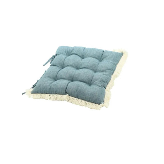 Coussin de chaise franges 40x40cm bleu