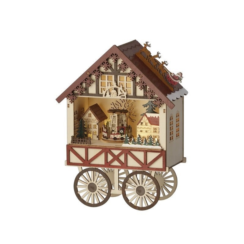 Scenario natalizio in legno con luci. musica e movimento 27.5 × 20.5 cm