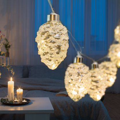 Chaîne de 10 pommes de pin 20 MicroLEDs 2,5m