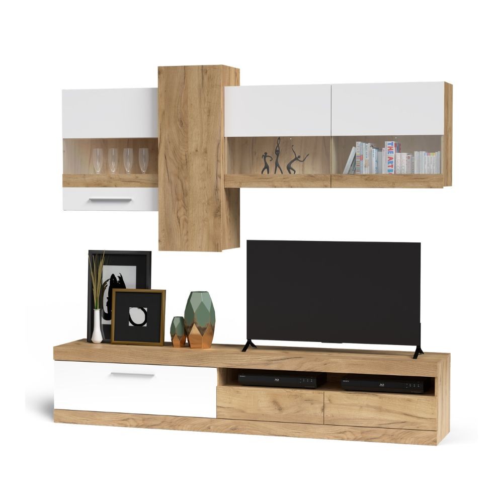 Oak and white wall unit 235x44.1x195