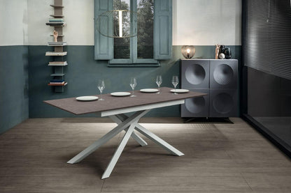 Table extensible blanc anthracite 90 cm x 140- 190 cm H. 76 cm