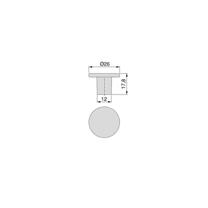 Bouton de meuble Bucarest D26 mm, Zamak, Nickel satiné