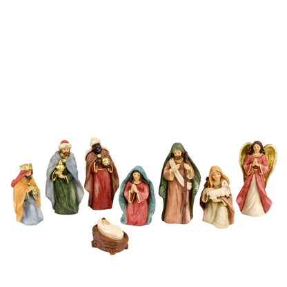 Set Natività in resina multicolor H9 cm – 8 pezzi