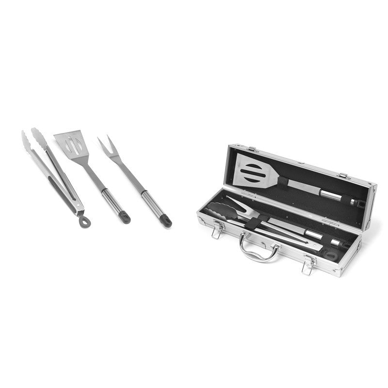 Ensemble barbecue 3 pièces en inox avec coffret en aluminium de 34 cm