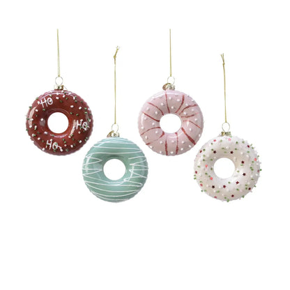 Decorazione natalizia donut in vetro H8,5 cm – 1 pezzo assortito