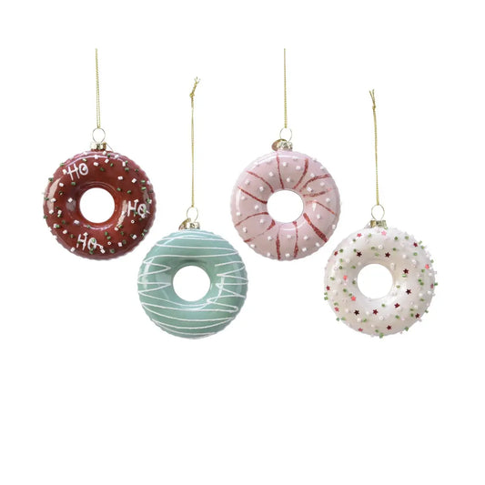 Decorazione natalizia donut in vetro H8,5 cm – 1 pezzo assortito