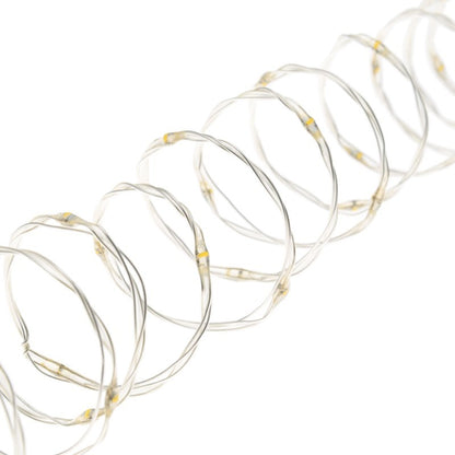 Chaîne 500 MicroLED Coil 25m câble argent transparent blanc chaud