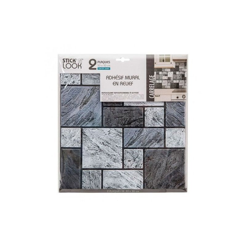 Feuille murale 2 pcs gris/noir