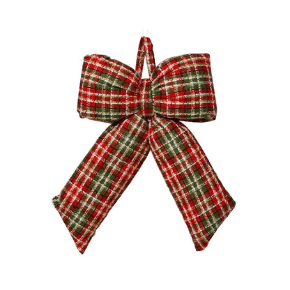 Fiocco natalizio a quadri verde e rosso 30 × 20 × H10 cm