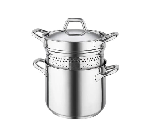 Spaghettiera con coperchio Ø 22 cm in acciaio inox 18/10
