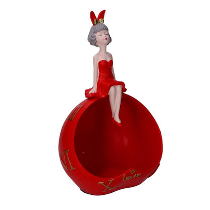 Vide poche femme rouge en résine 20x15h32 cm