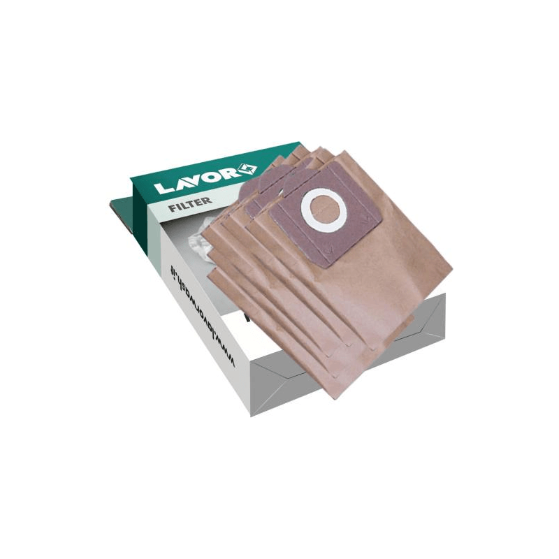 Lot de 5 sacs filtrants en papier Lavorwash pour aspirateurs 20P/20X/30X — 5.212.0016, 20P/20X