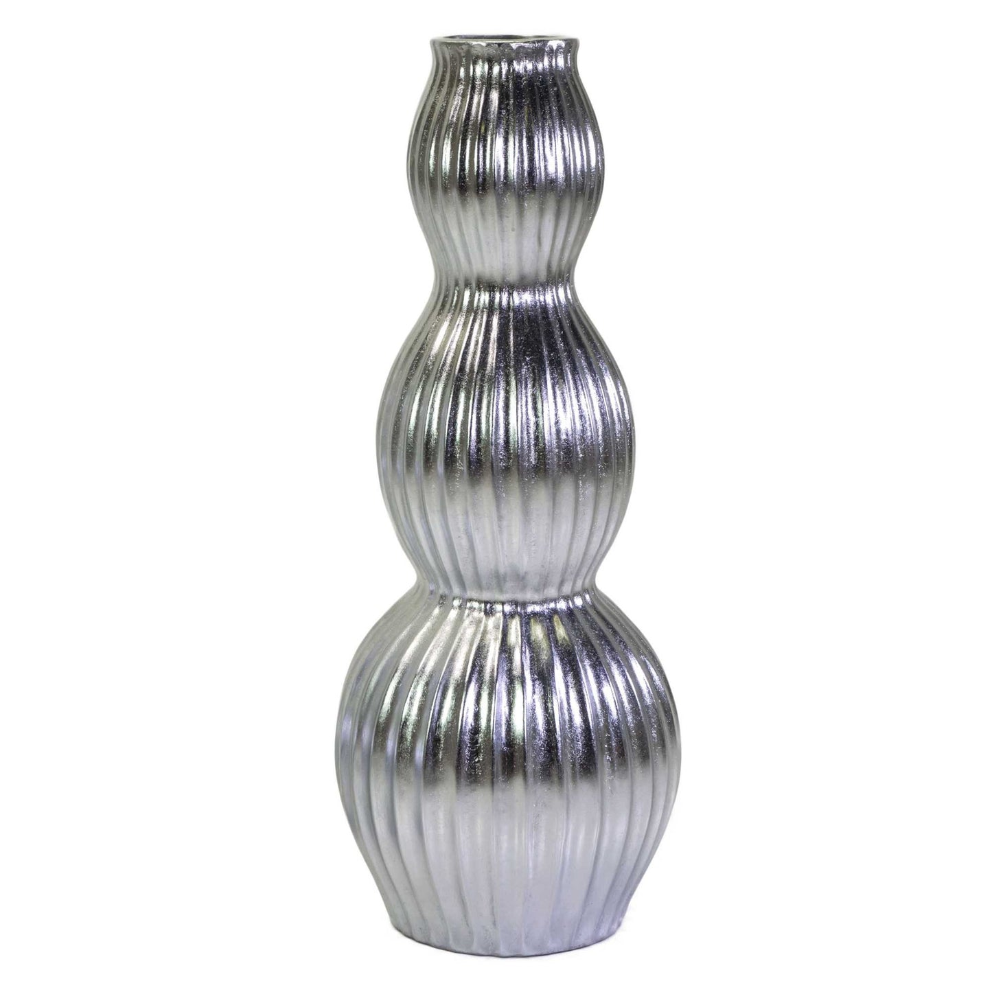 Porte-vase en résine argentée ø45h120 cm