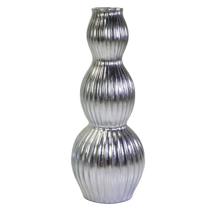 Porte-vase en résine argentée ø45h120 cm