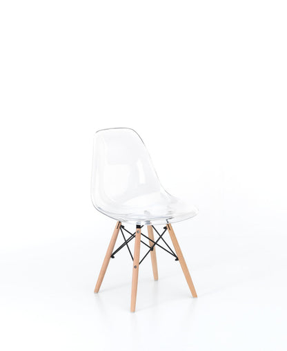 4x Chaise en polycarbonate et assise en PVC blanc 47x46x82h cm