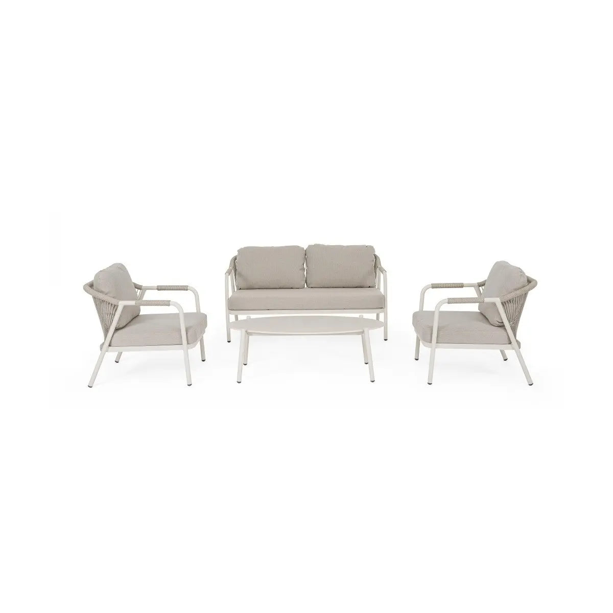 Salon de jardin Bizzotto Miravet Wall 4 places en aluminium avec table basse