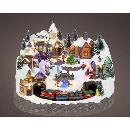 Villaggio di Natale in poliresina con LED 42,5 × 41 × H34,5 cm