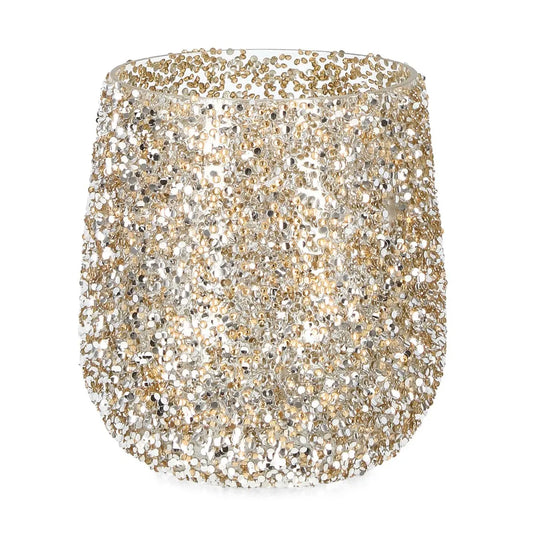 Bougeoir Brillant en verre doré Ø15 × H17 cm