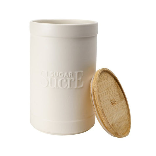 Sucrier Natureo avec couvercle en bambou blanc