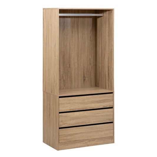Armoire avec cintres et 3 tiroirs Black Edition naturel