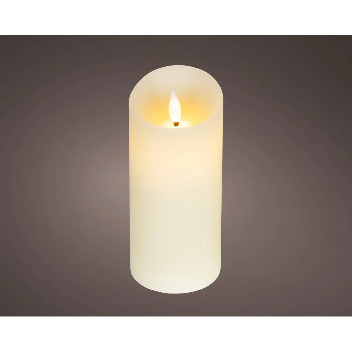 Candela in cera crema con LED Ø7,5 × H17 cm