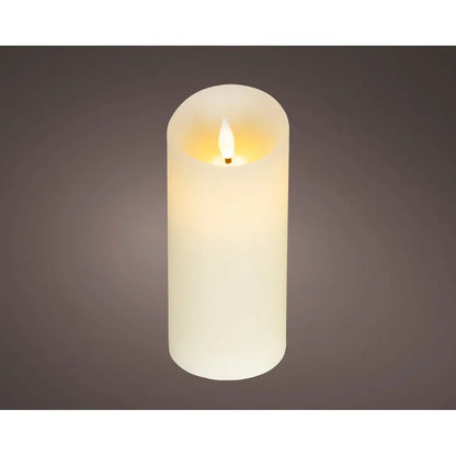 Candela in cera crema con LED Ø7,5 × H17 cm