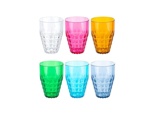Lot de 6 grands verres Tiffany couleurs assorties Ø9 h13cm