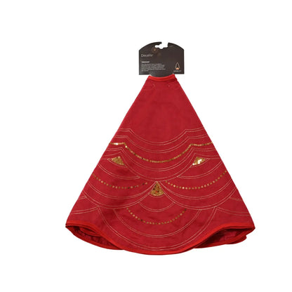 Copribase per albero di Natale in velluto rosso con fiori Ø100 cm