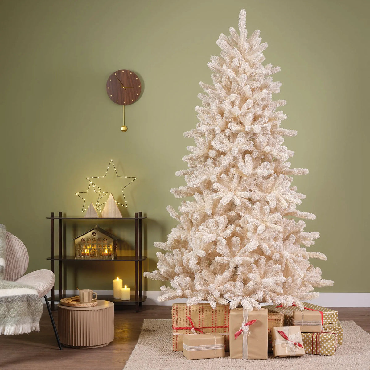 Albero di Natale Cozy Fir crema innevato Ø130 × H210 cm