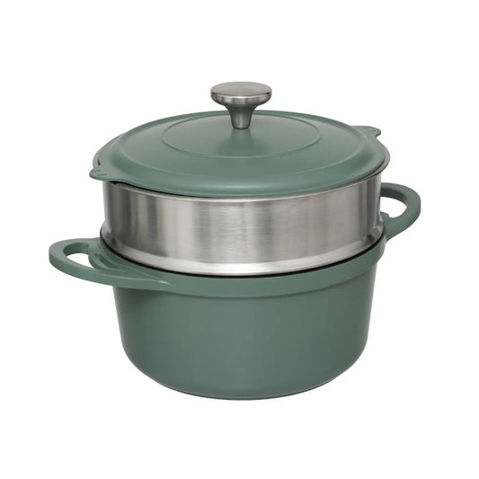 Marmite vapeur D24 cm en fonte d'aluminium verte