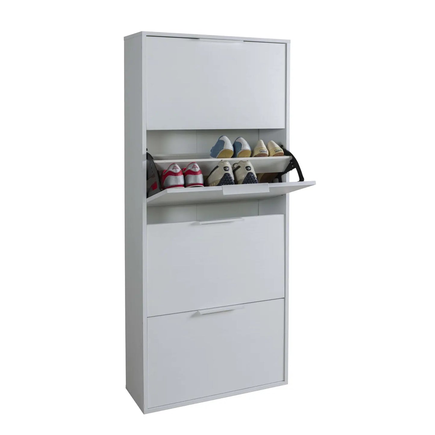Etagère à chaussures 4 abattants blanc brillant 65x25x147 cm h