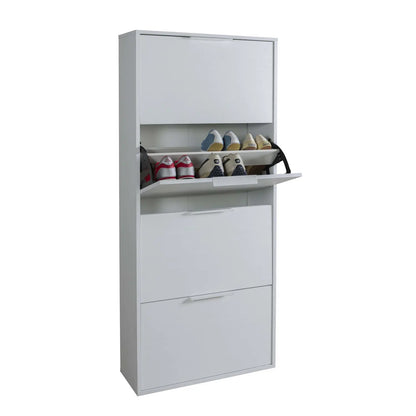 Etagère à chaussures 4 abattants blanc brillant 65x25x147 cm h