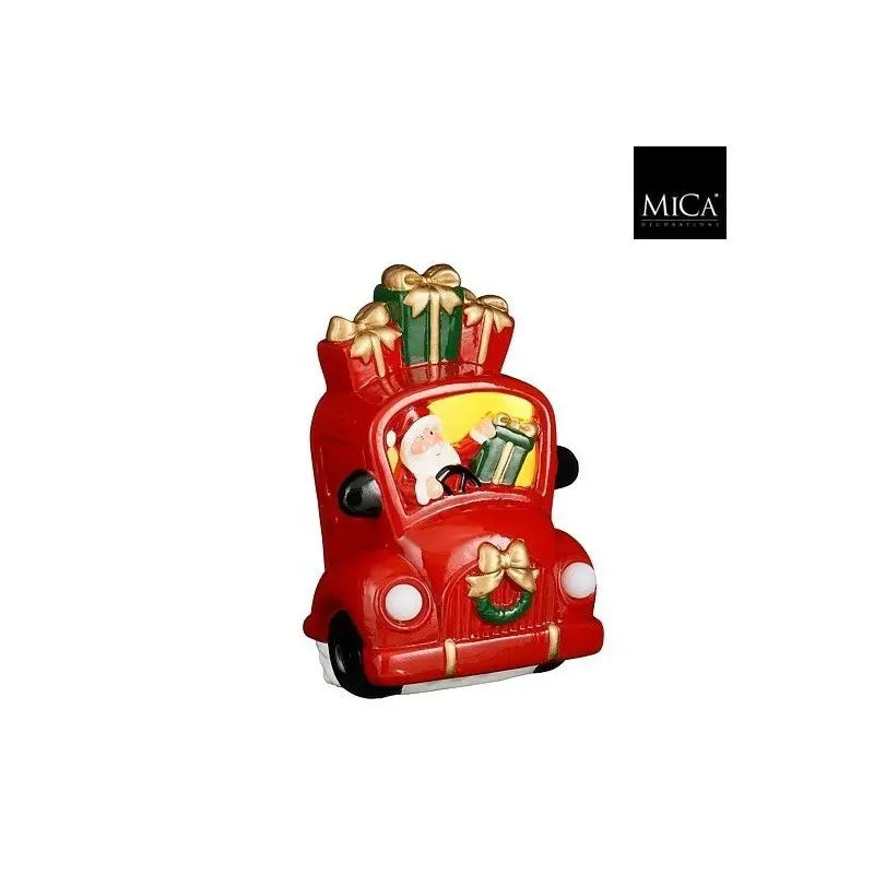 Auto natalizia con Babbo Natale e LED a batteria 14 × 9.5 × H21 cm