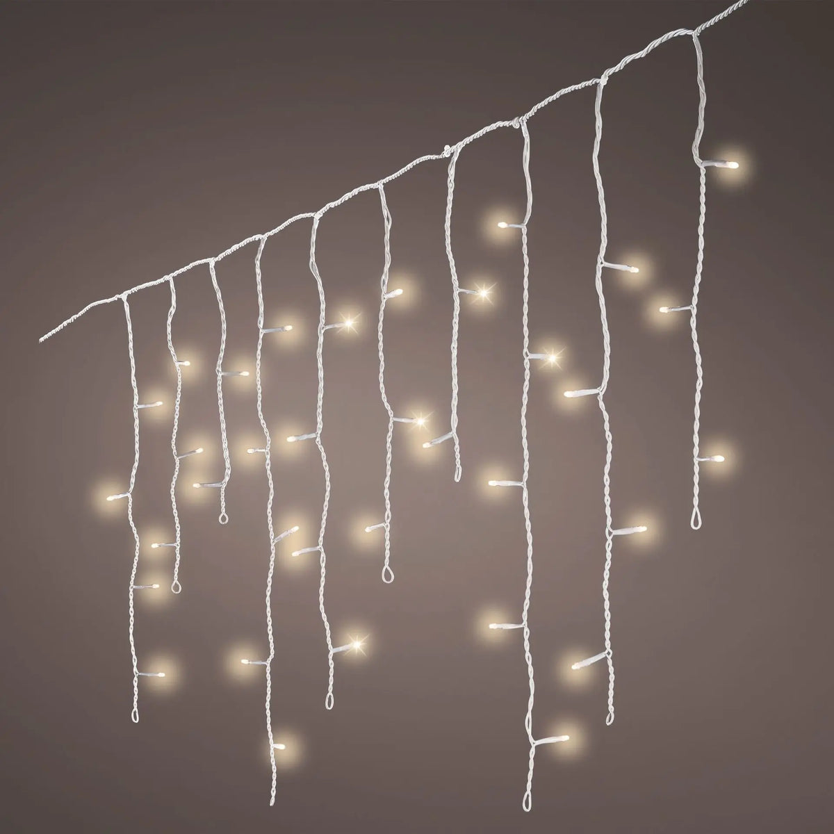 Catena luminosa LED Icicle bianca con luce bianco caldo da esterno 480 × H52 cm