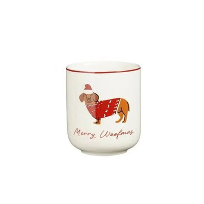 Set 4 tazzine da caffè con cane natalizio assortito 7,5 cm