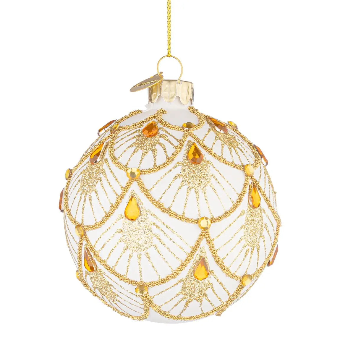 Sfera decorativa Stardust in vetro bianco e oro Ø8 cm