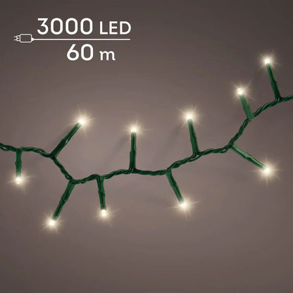 Catena luminosa LED Compact Light verde e bianco caldo da esterno 60 m