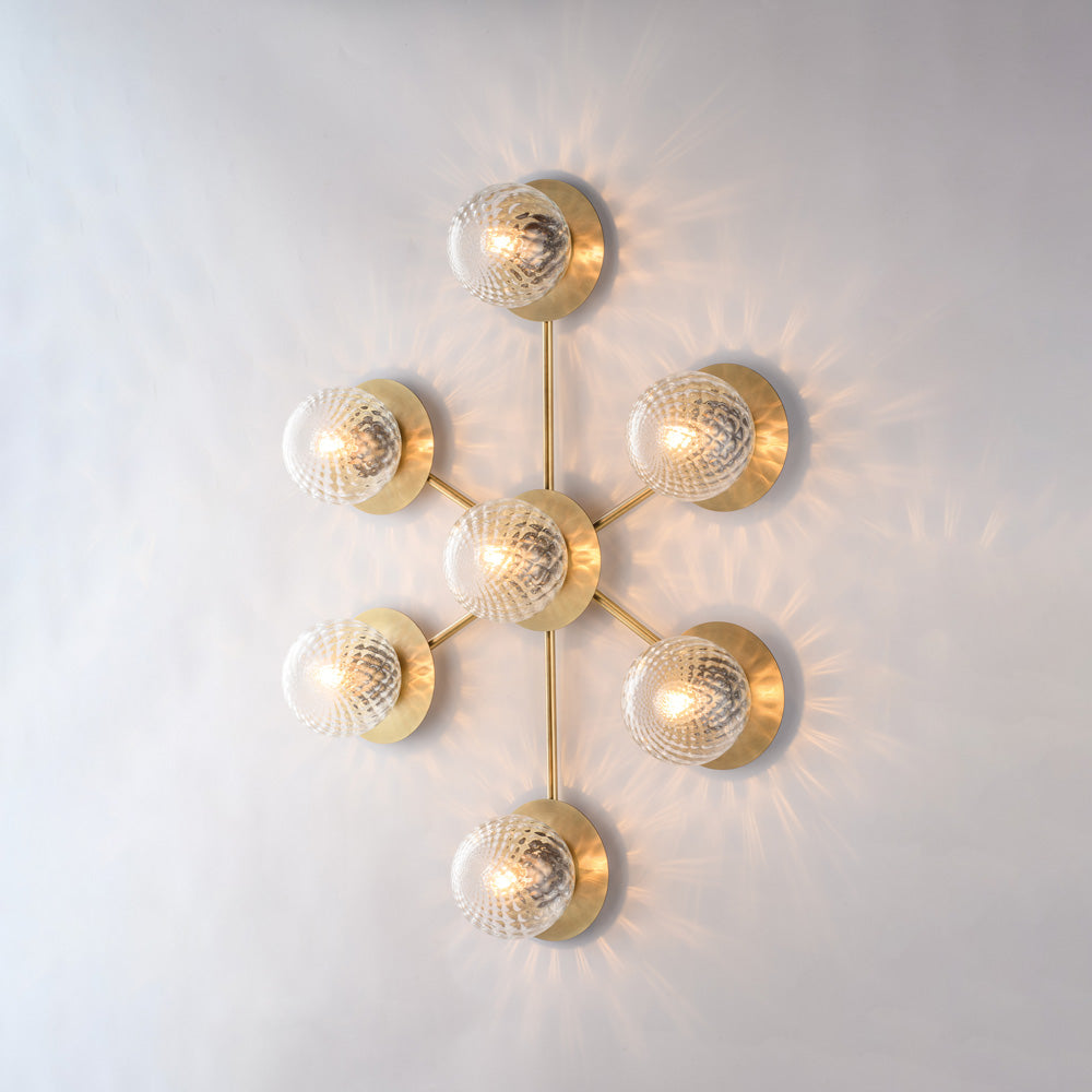 Plafoniera in ferro bronzato spazzolato 7 luci H.17 - L.85 x 62