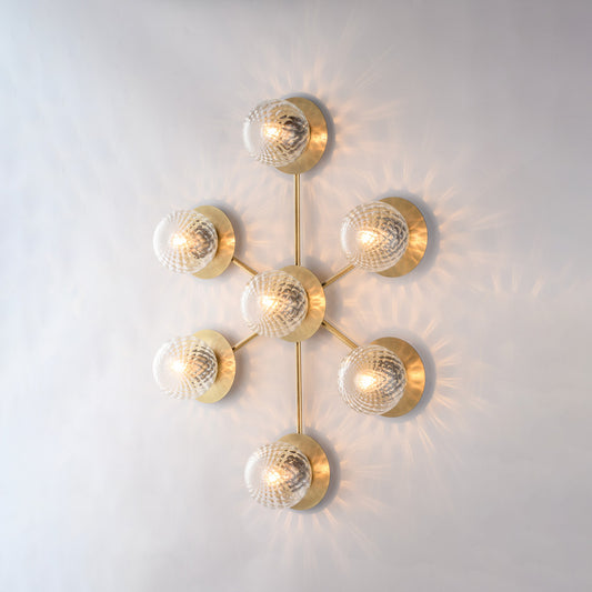 Plafoniera in ferro bronzato spazzolato 7 luci H.17 - L.85 x 62