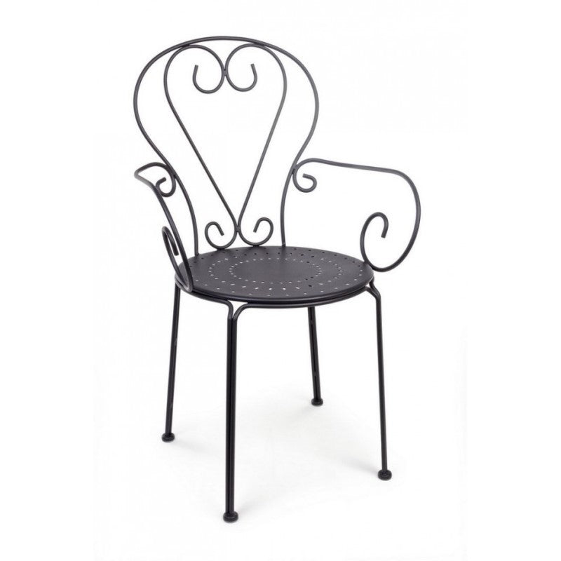 4x Chaises de Jardin en Acier Anthracite ETIENNE 49x49x89 cm