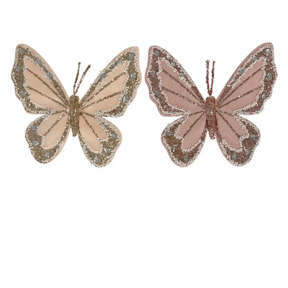 Farfalla decorativa in velluto 16 cm – 1 pezzo assortito