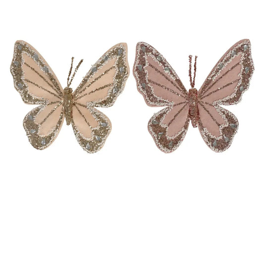 Farfalla decorativa in velluto 16 cm – 1 pezzo assortito