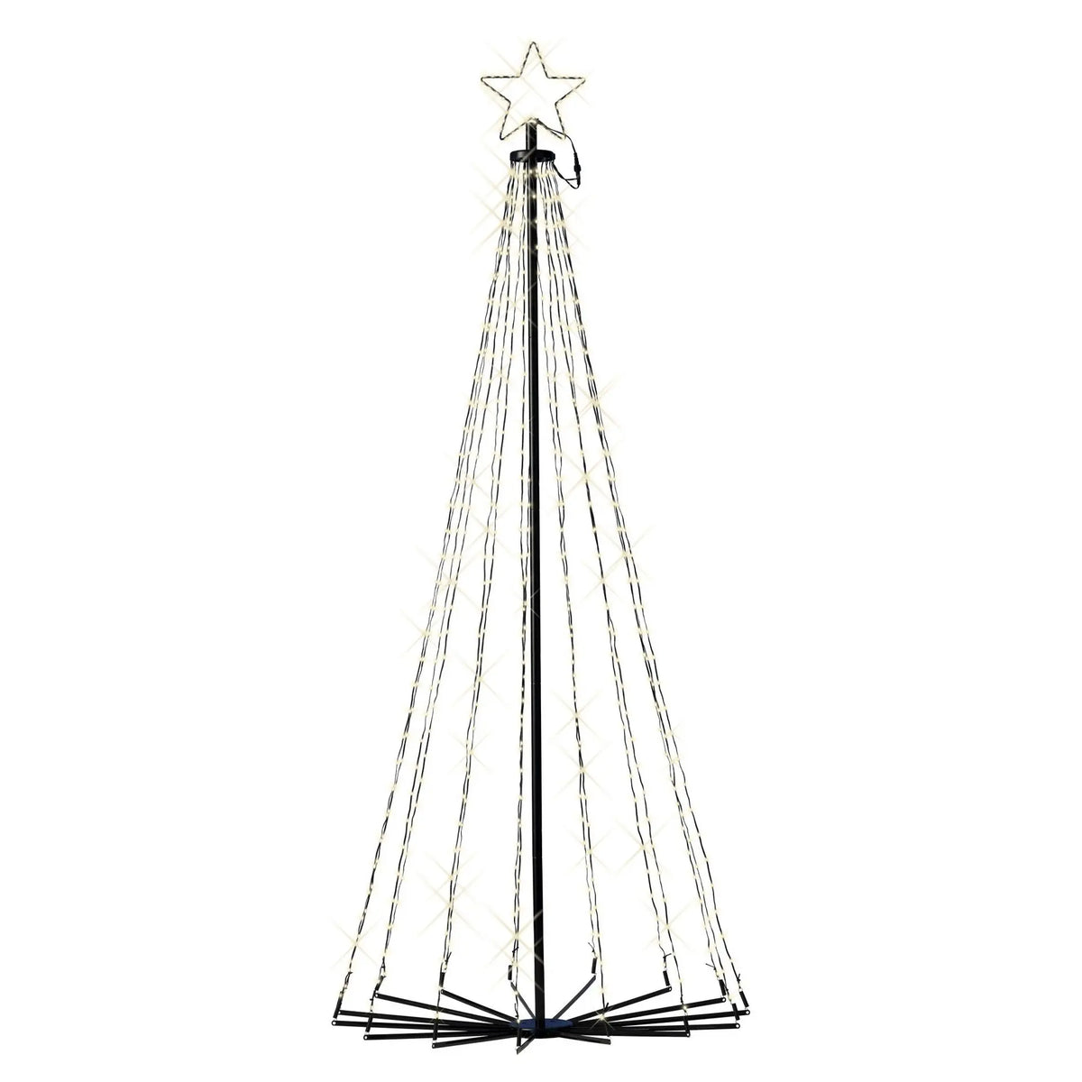 Albero di Natale LED a cono da esterno Ø80 × H180 cm bianco caldo con 8 funzioni
