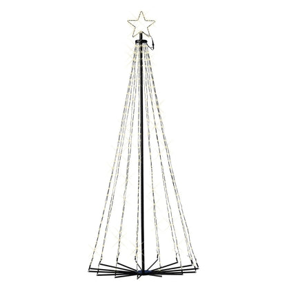 Albero di Natale LED a cono da esterno Ø80 × H180 cm bianco caldo con 8 funzioni