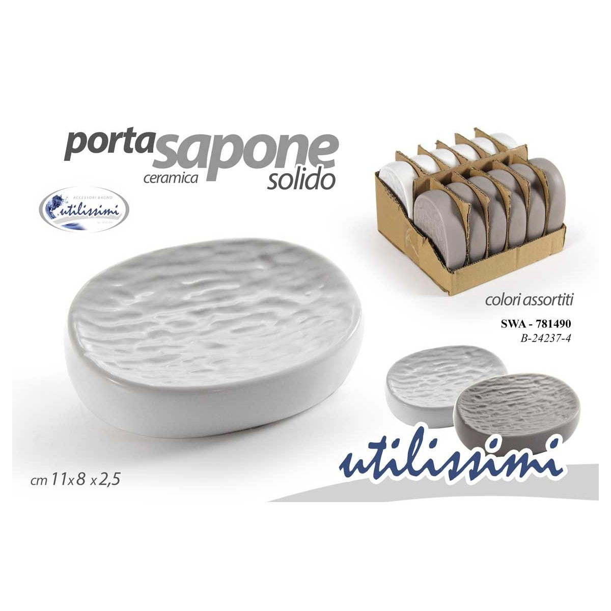 Porta sapone solido 11x8x2.5 cm - 1 pezzo assortito