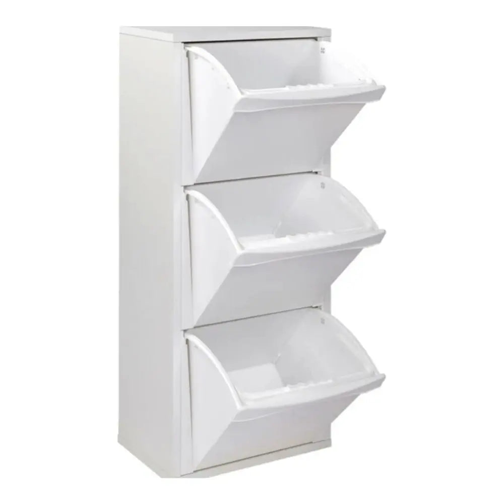 Armoire poubelle blanche à 3 compartiments 40x26x101h cm