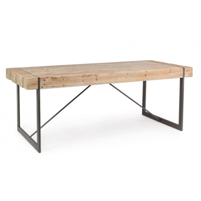 Tavolo urban industriale Garrett con piano in legno